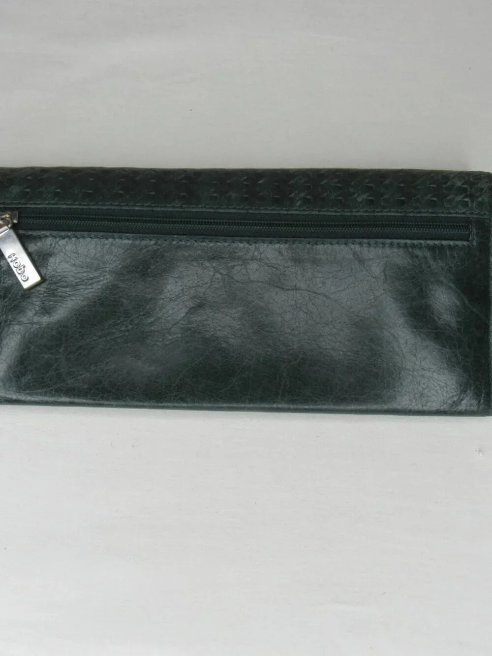Hobo International Green Leather SADIE Woven Texture Clutch Wallet